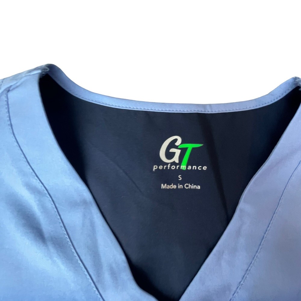 GT Performance Womans Lightweight Short Sleeve Blue Scrub Top Size Small