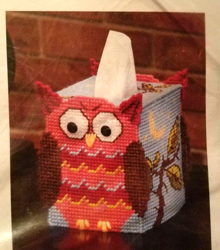 Mary Maxim Owl Tissue Box Cover Plastic Canvas Kit