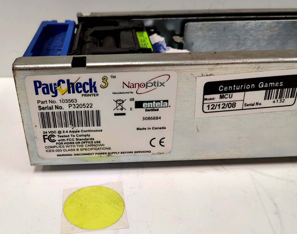 NANO PTIX PAYCHECK PRINTER 24VDC @ 2.4A CLASS B 103563
