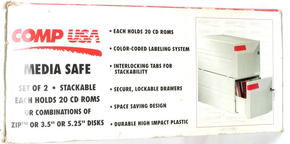 CompUSA CD/DVD/3.5"/5.25" Media 2 Locking Stackable Drawers