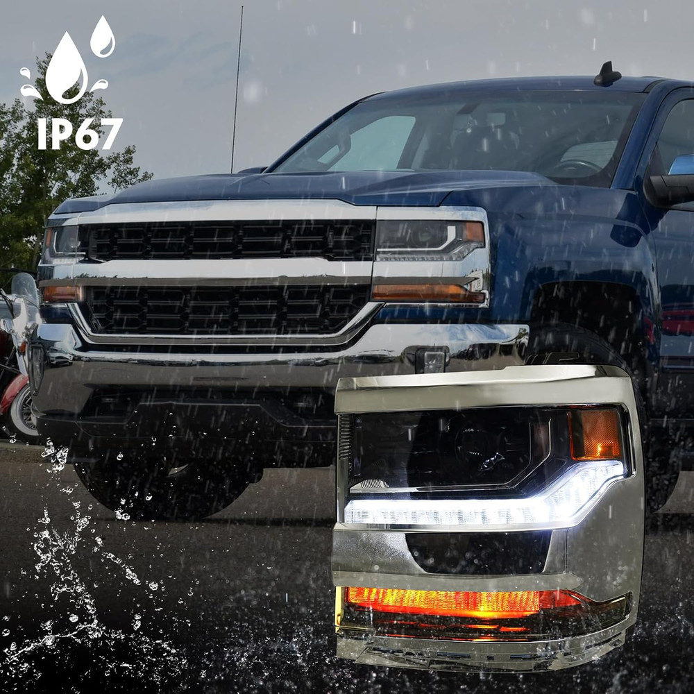 Headlight Assembly Compatible with Chevy Silverado 1500 2016 2017 2018 (Hid/Xeno