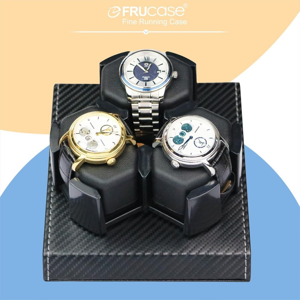 FRUCASE Three Watch Winder for Automatic Watches Box PU30B