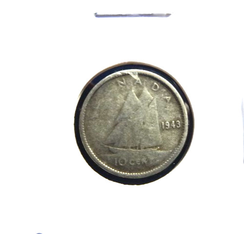 Canada 1943   .800 % Silver 10 Cents  👀