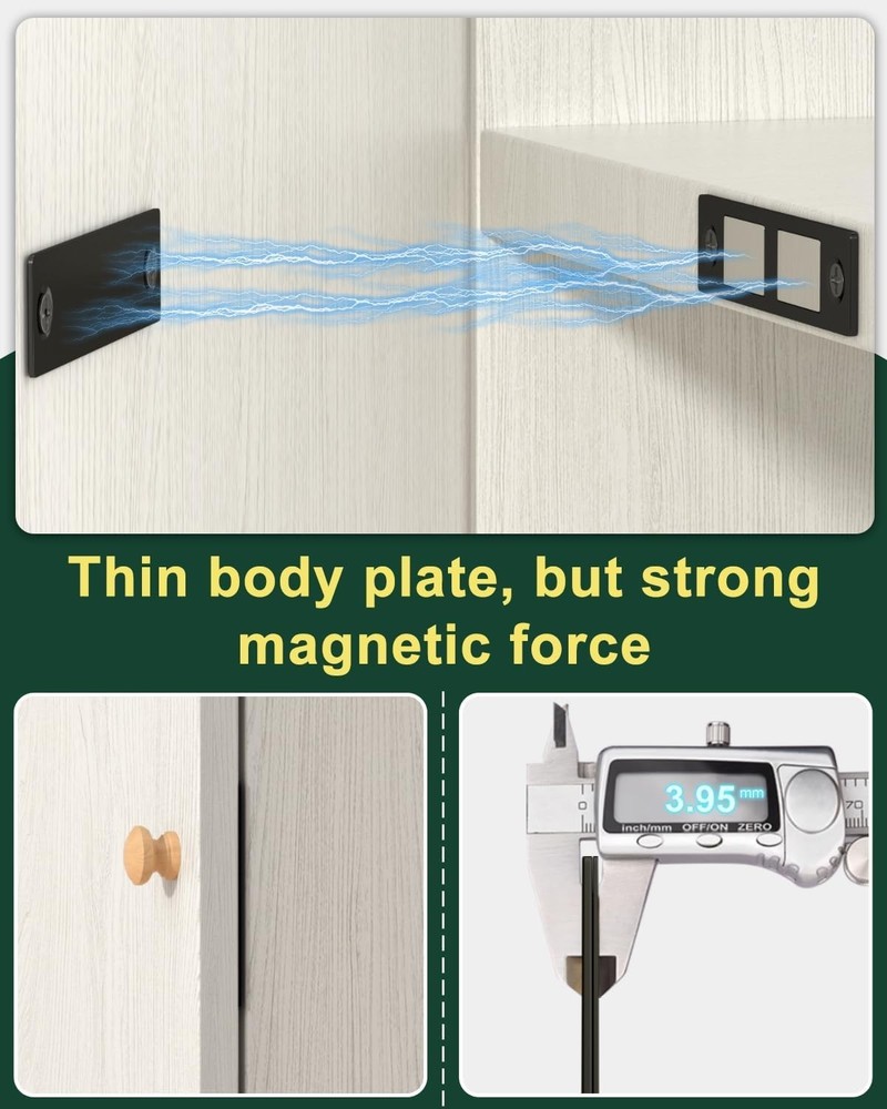Ultra-Thin Magnetic Door Latch - 12 Pack Cabinets & Closets Closure Solution