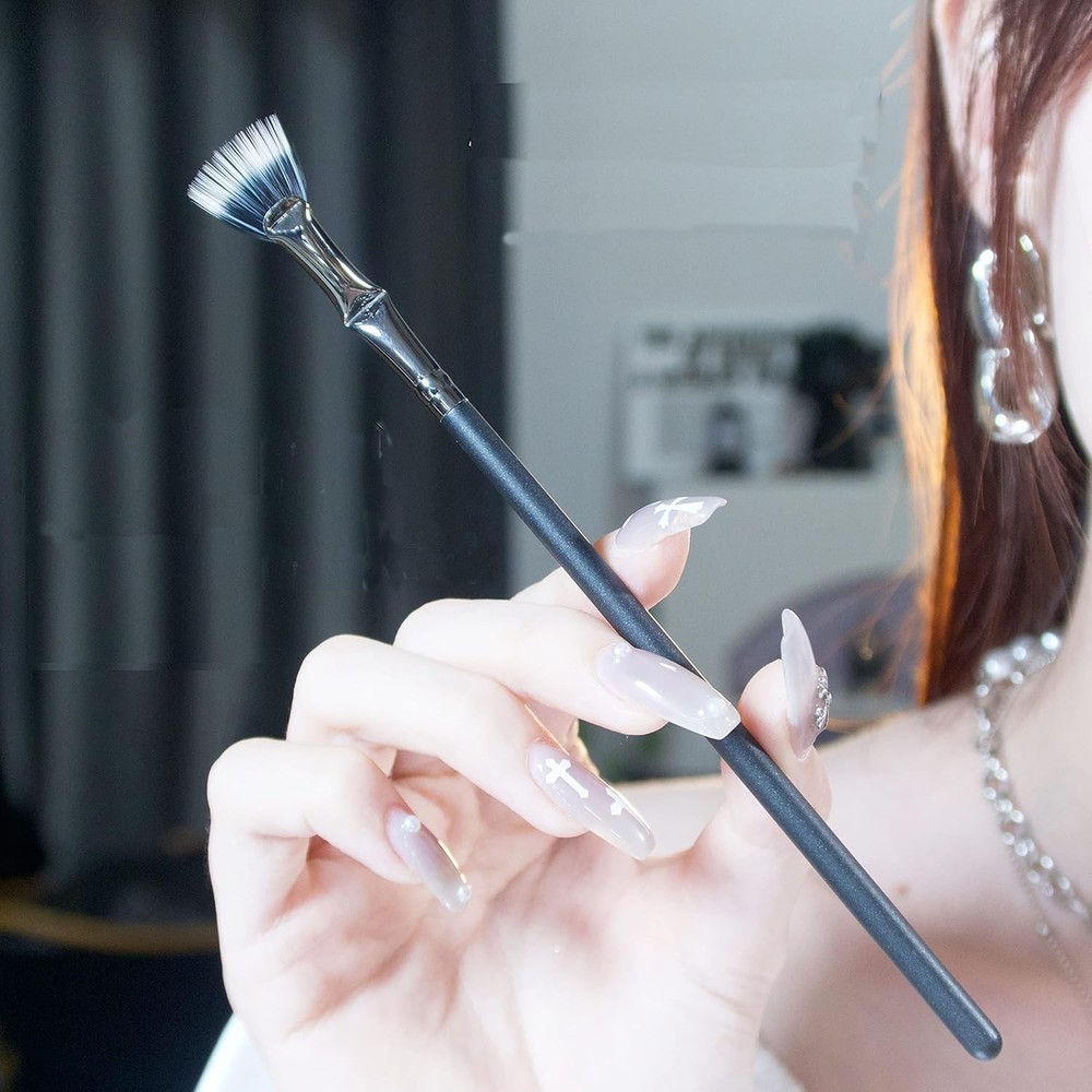 Fan Mascara Brushes Eyelash Eyebrow, 2Pcs Black Makeup Tools