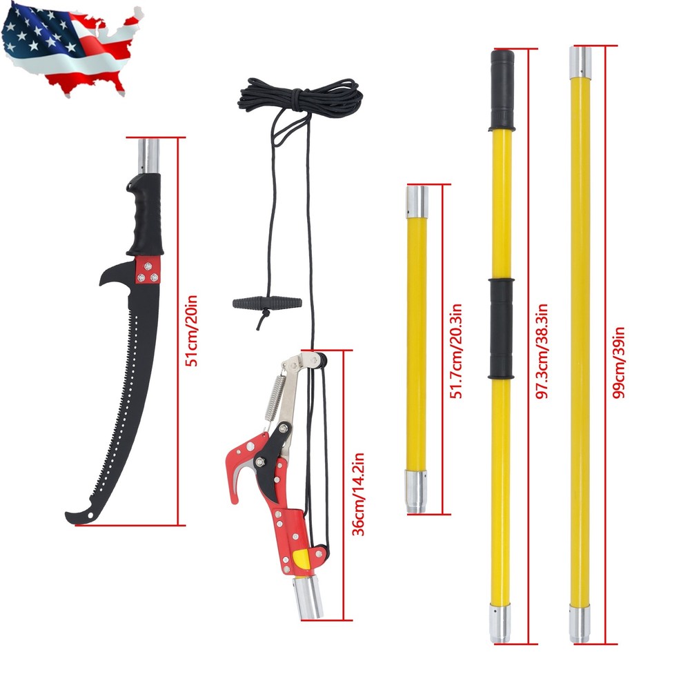 Yellow Pole Saws for Tree Trimming 7.3-27 FT Manual Pole Saw Extendable Tree