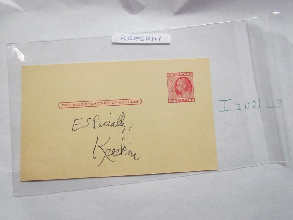 Kreskin Autographed Signed Postcard