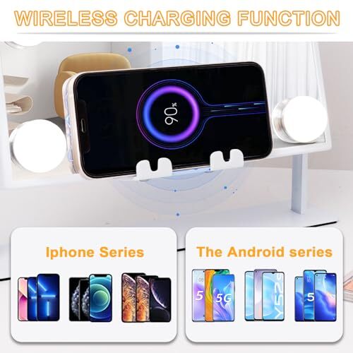 White Hollywood Vanity Mirror with Lights 9 Dimmable Bulbs A-white-bluetooth