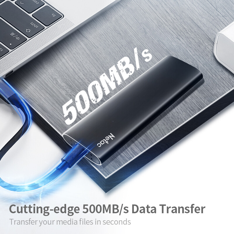 Netac 1TB Portable SSD USB 3.2 Gen2 Type-C External Solid State Drive 500MB/s