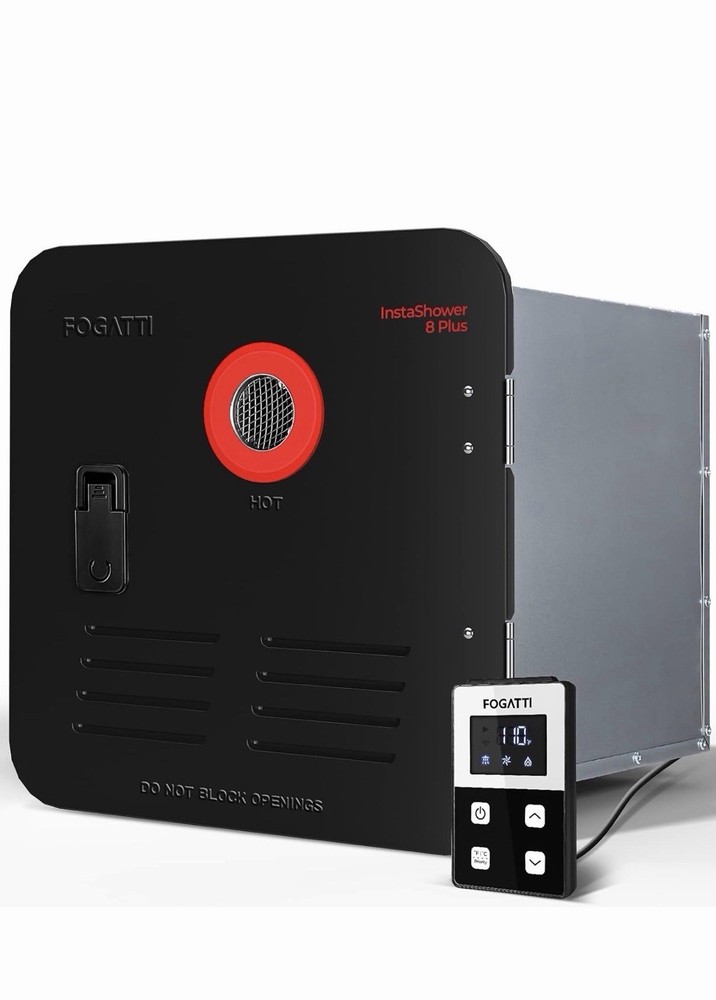FOGATTI RV Tankless Water Heater, InstaShower 8 Pro, 60,000BTU Door & Controller