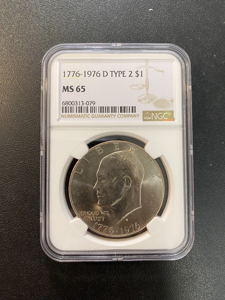 1976 D TYPE 2 EISENHOWER DOLLAR NGC MS-65 - UNCIRCULATED - IKE - CERTIFIED - $1