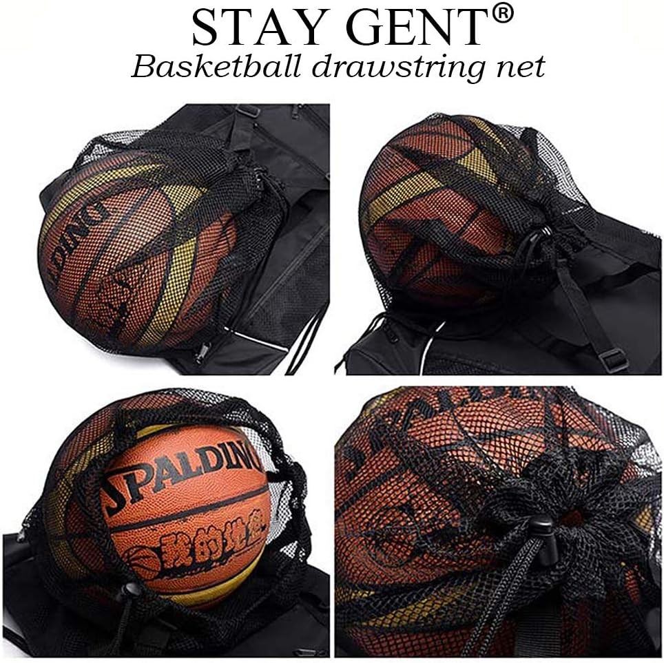 STAY GENT Drawstring Basketball Backpack for Boys, Foldable one size, Black