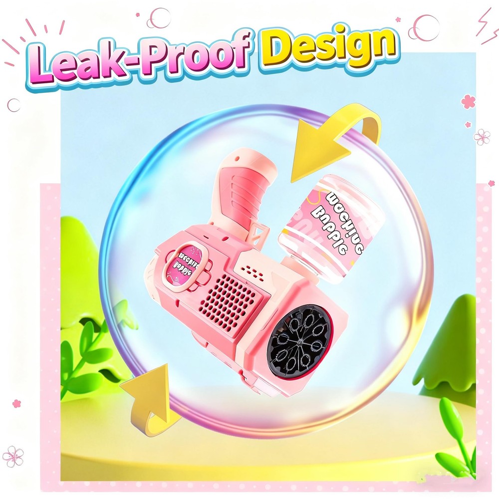 Bubble Machine 2 Pack for Kids, Automatic Light Up Bubble Blower with 4 Bottles