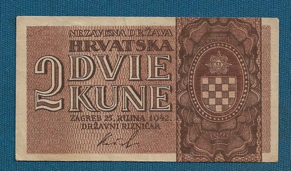 2 Kune 1942. Croatian banknotes