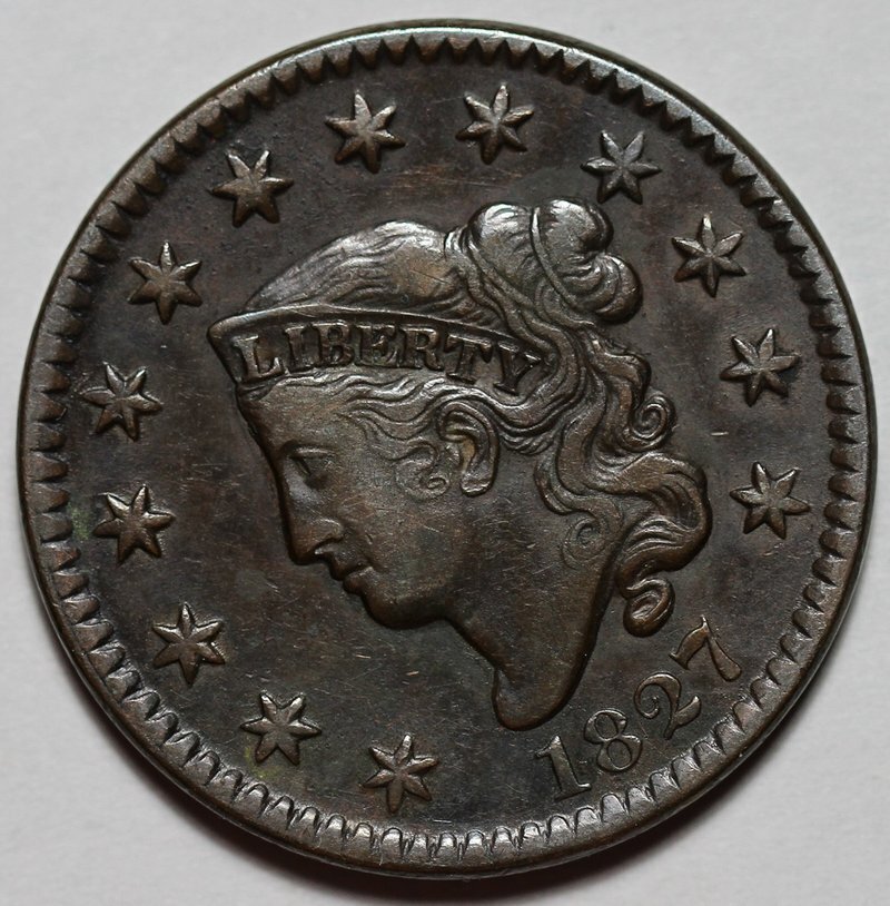 1827 Coronet Head Large Cent - US 1c Copper Coin