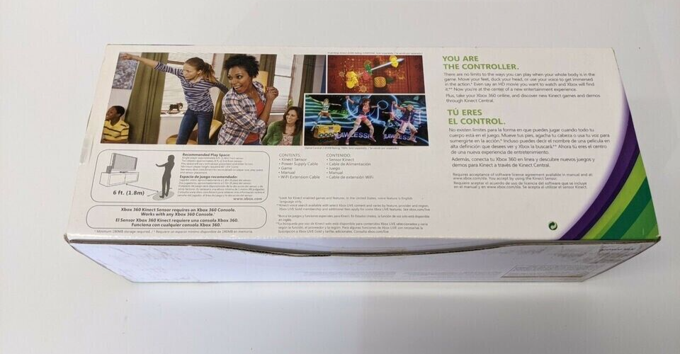 XBOX 360 KINECT SENSOR INCLUDES KINECT ADVENTURES VIDEO GAME OPENED SEE PICS