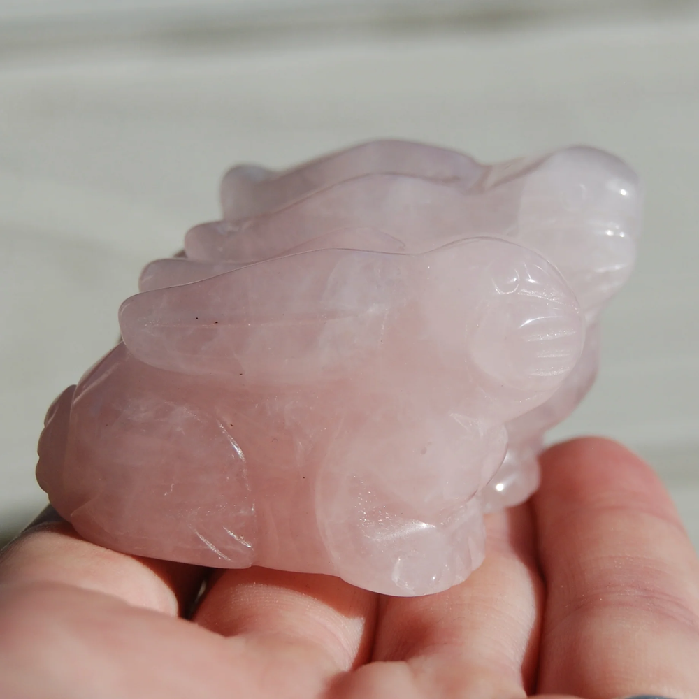 2in Rose Quartz Carved Crystal Rabbit