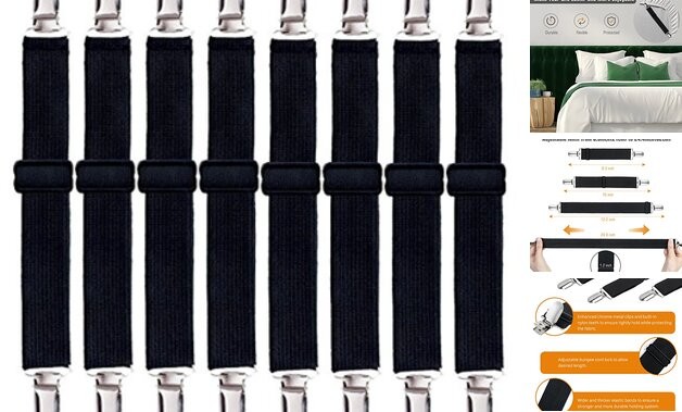 8 Pack Bed Sheet Straps, Adjustable Elastic Fitted Sheet Holder Clips, Heavy