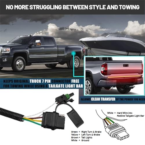 Tailgate Light Bar Harness with Reverse Wire, Tailgate Light Bar Adapter for