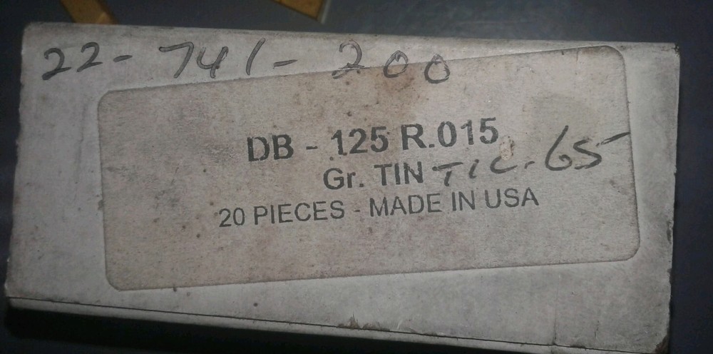 11 PC. DB - 125 R.015 Gr. TIN