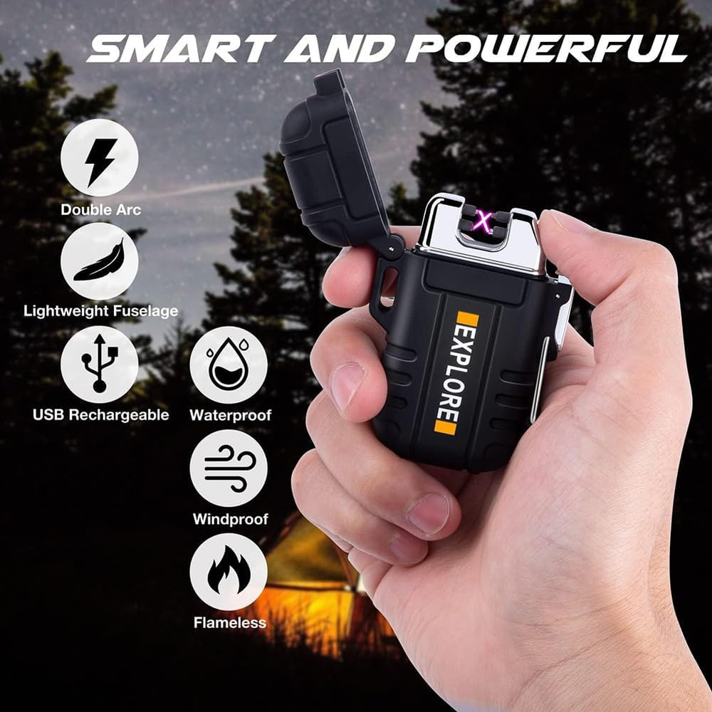 USB Rechargeable Electric Arc Lighter Windproof Flameless Plasma Lighter