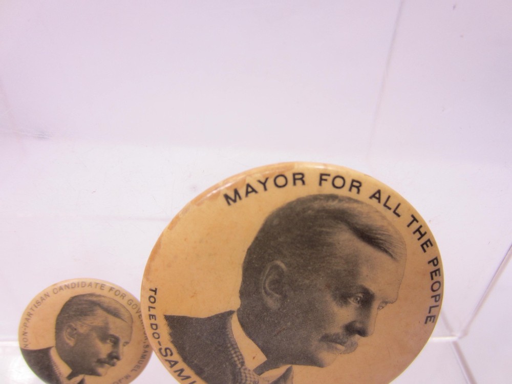 2- 1899 Samuel M. Jones Toledo Mayor Button Pin
