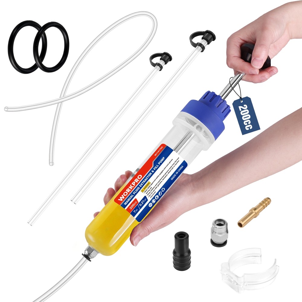 WORKPRO 200CC Manual Fluid Fill Pump Extractor Multi-Purpose Oil Syringe Suction