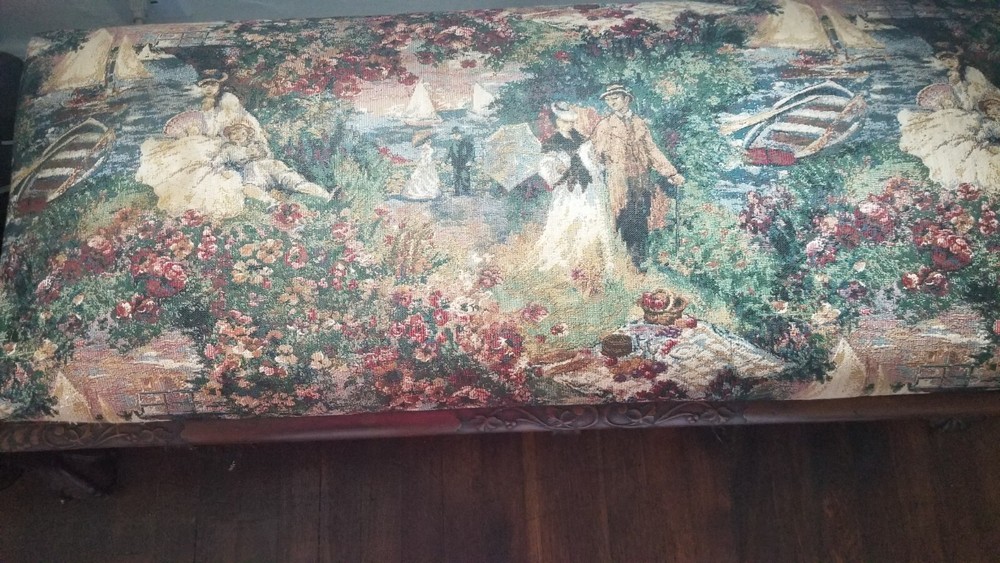 Antique fireside or window seat bench.