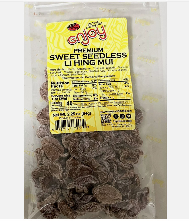 🌺Enjoy Premium Red Seedless Li Hing Mui 2.25 oz (2 bag)