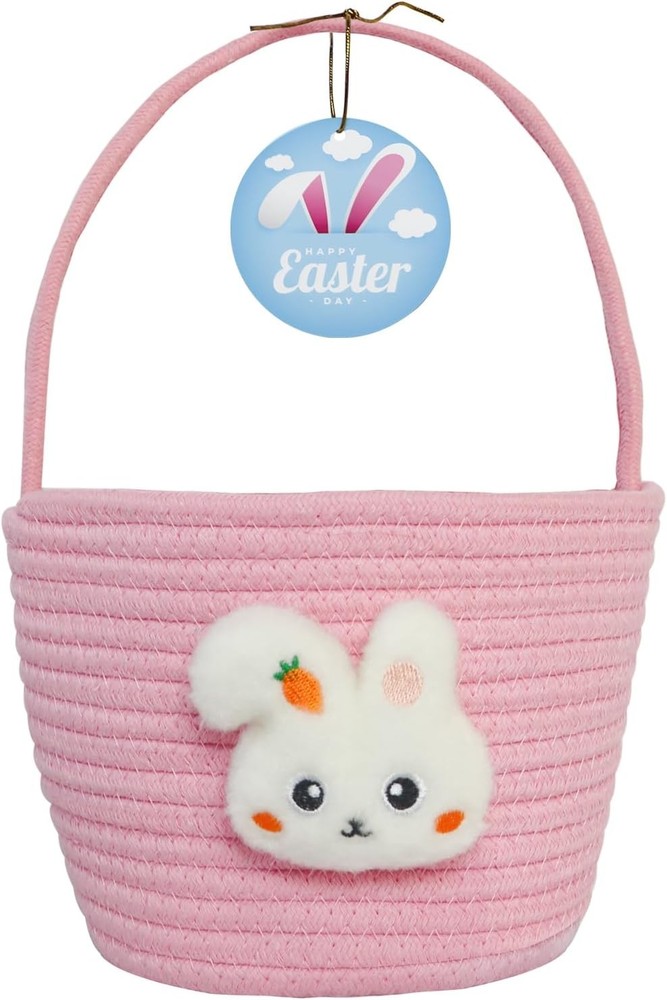Personalized Easter Basket for Kids Baby Bunny Egg Basket w/Handle