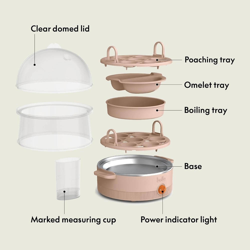 Electric Egg Cooker 14 Eggs Capacity Tray Double Stack Poached Scrambled Hard