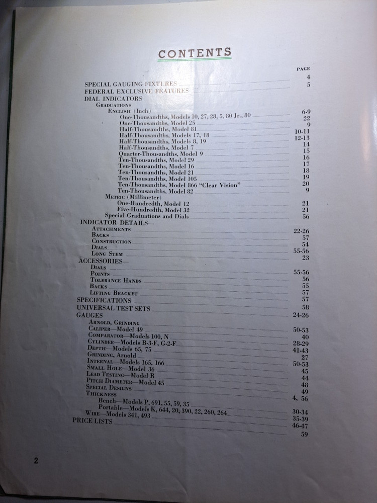 Federal Precision Dimensional Measuring Instruments Gaging Catalog 1935