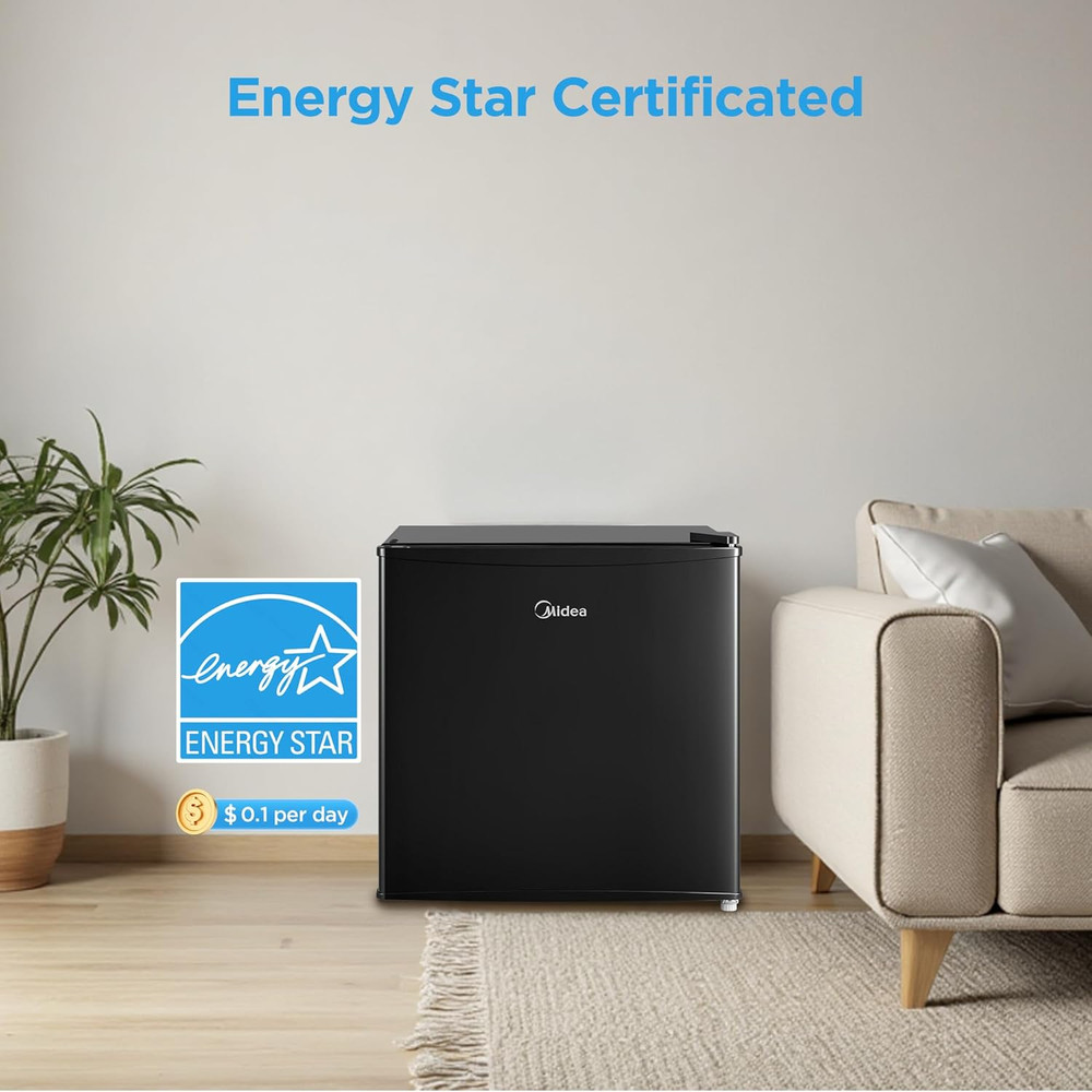 MERM17B0ABB . Cu Ft Mini Fridge, Compact Refrigerator with Adjustable Thermostat
