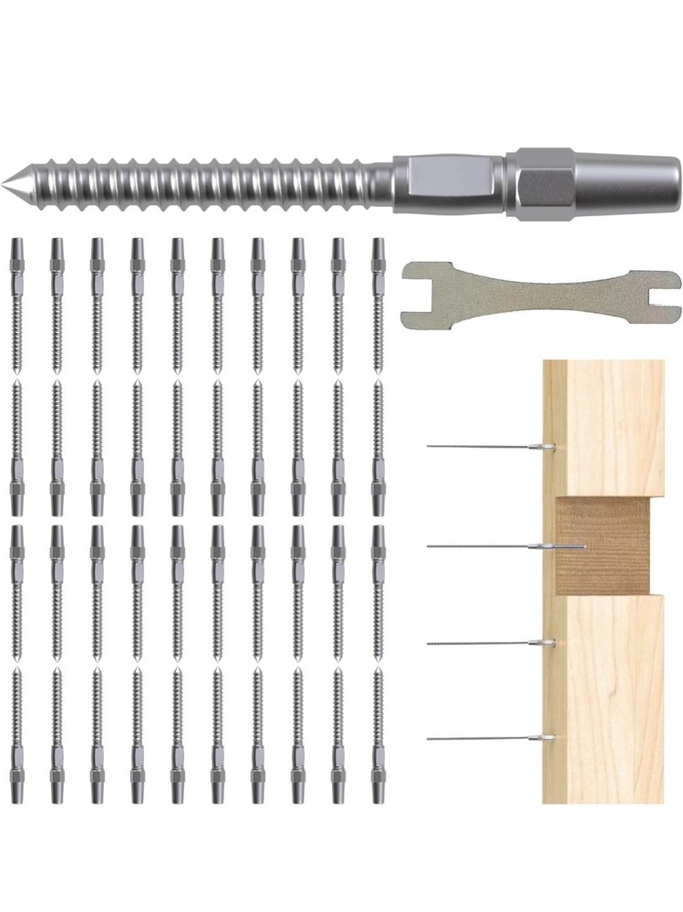 RIAYER 20 Pair Cable Railing Kit, Invisible Crimp Fitting Cable Railing...