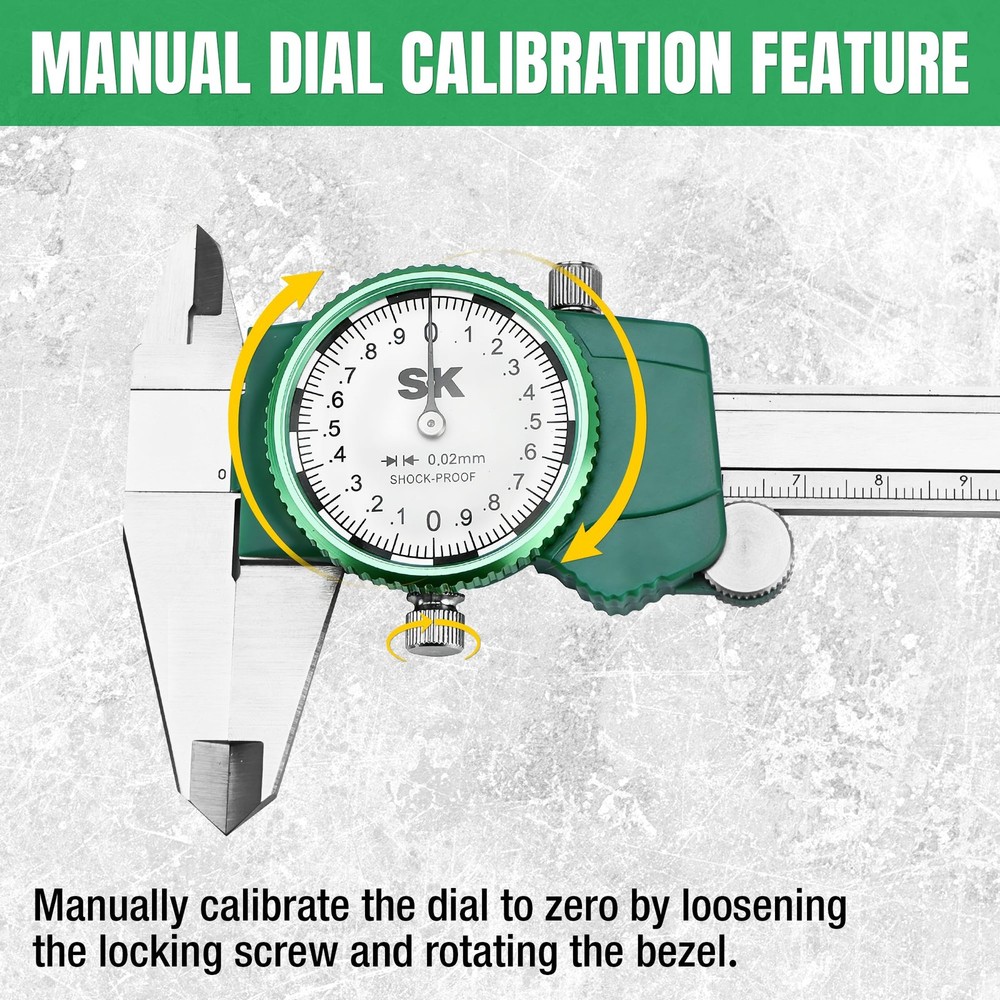 Metric Dial Caliper, 150mm Caliper Measuring Tool with Shock-Proof Design, 4 ...