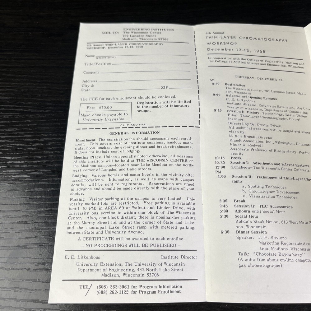 VTG Store Catalog Engineering Institute 4th Chromatography Thin Layer 1968