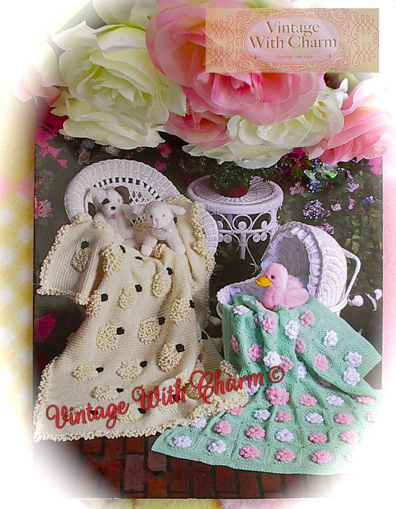 Crochet Pattern Baby's Baa Baa Blankie & Baby's Garden Blankets