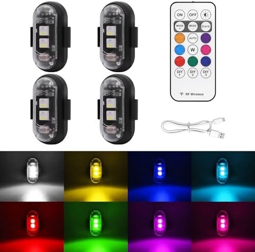 4 Pack Wireless LED Strobe Lights Remote 8 Colors USB