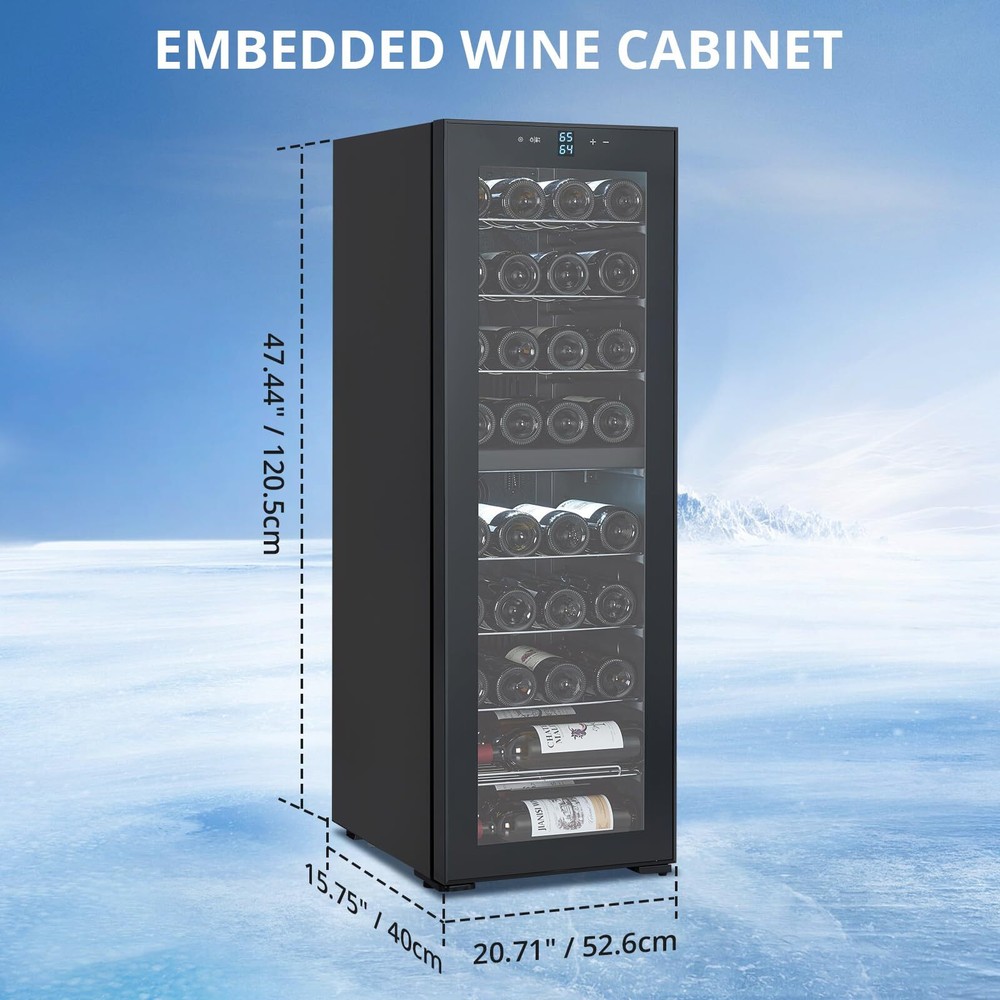 🔥39 Bottles Compressor Wine Cooler Refrigerator 41℉-64℉ Freestanding Wine Cell