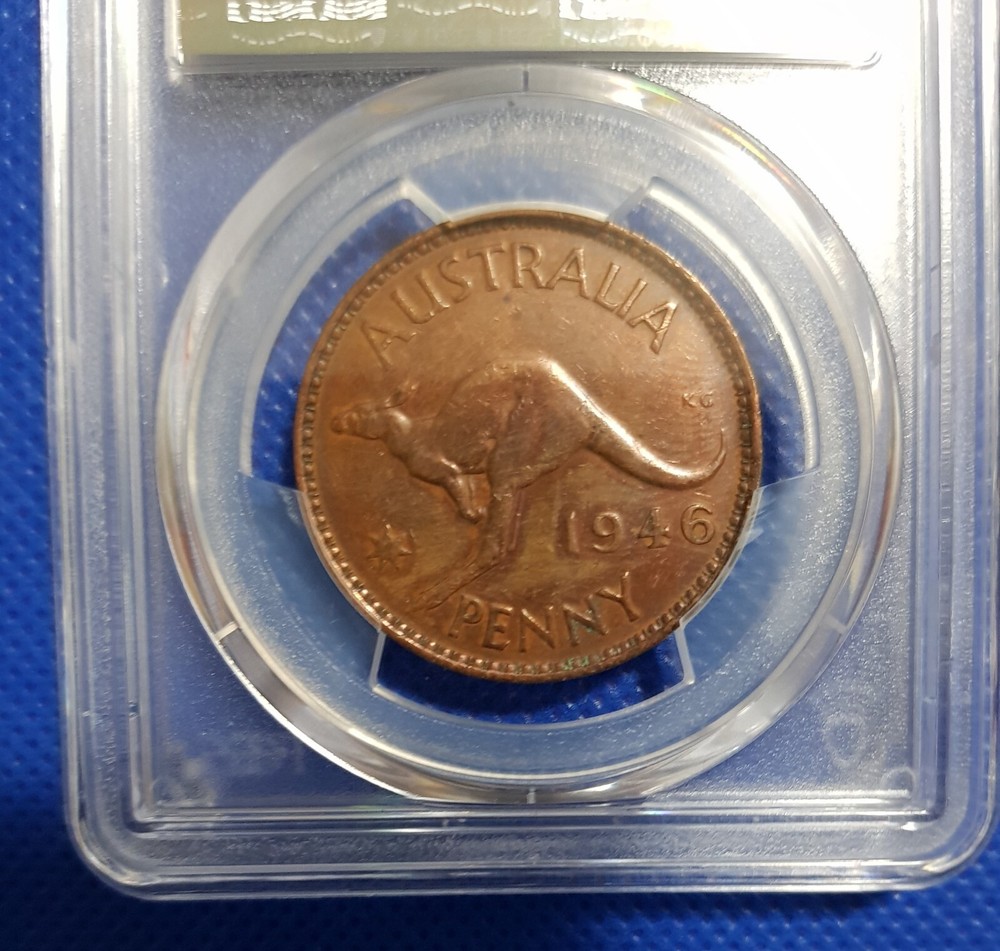 1946 (m) AUSTRALIAN PENNY CLEANED PCGS EF DETAILS