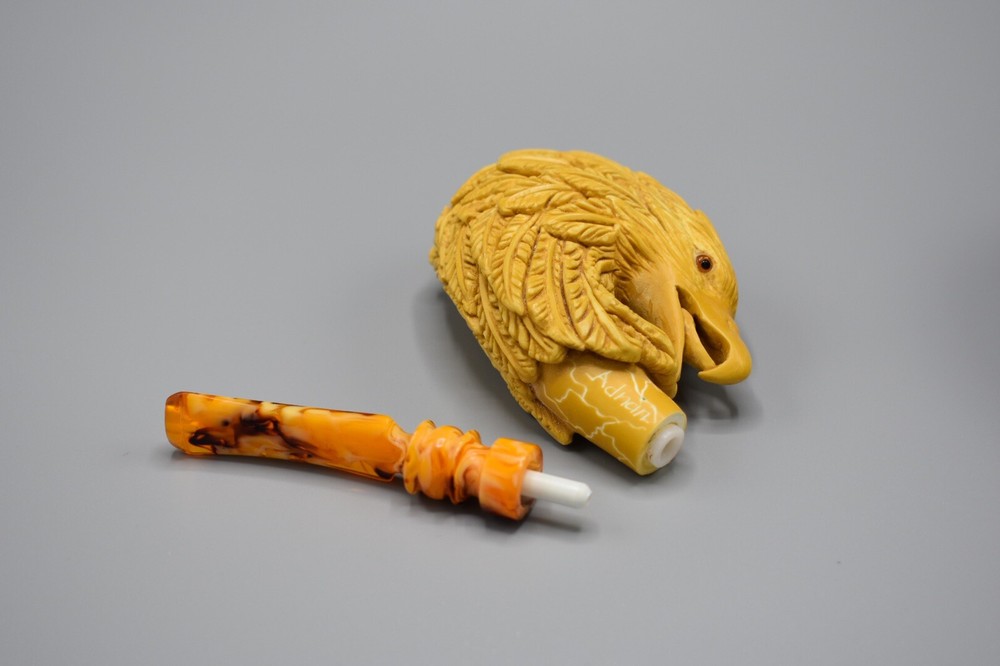 Bold Eagle Figure pipe Handmade Block Meerschaum-NEW W CASE#52
