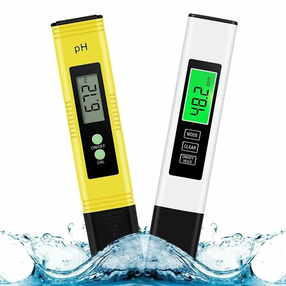 2Pcs Digital LCD PH Meter Pen +TDS EC Water Purity PPM Temperature Tester Tool