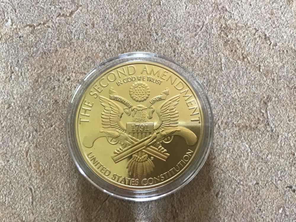 "SECOND AMENDMENT IS MY GUN PERMIT" GOLD PLATED TOKEN COIN