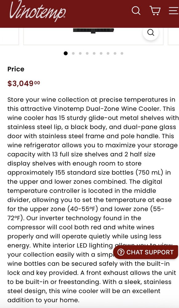 Vineotemp 155 Bottle Wine Cooler