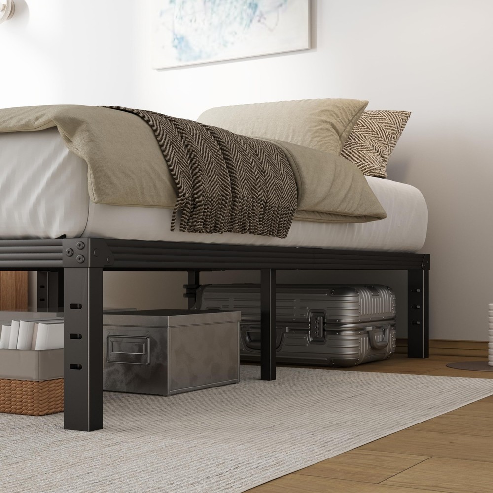 Queen Bed Frame Heavy Duty,14" High Black Metal Platform Bed Frame,Sturdy Ste...