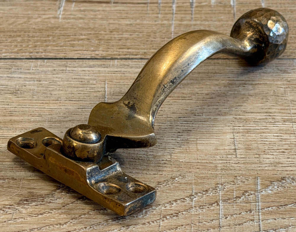 ANTIQUE SOLID BRASS CASEMENT WINDOW HANDLE RECLAIMED