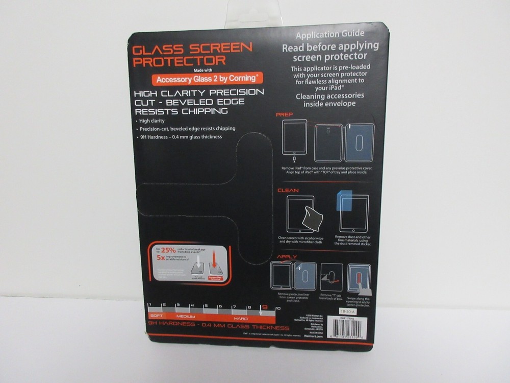 Black Web Glass Screen Protector For Ipad 5 W/ Easy Alignment Tray NEW