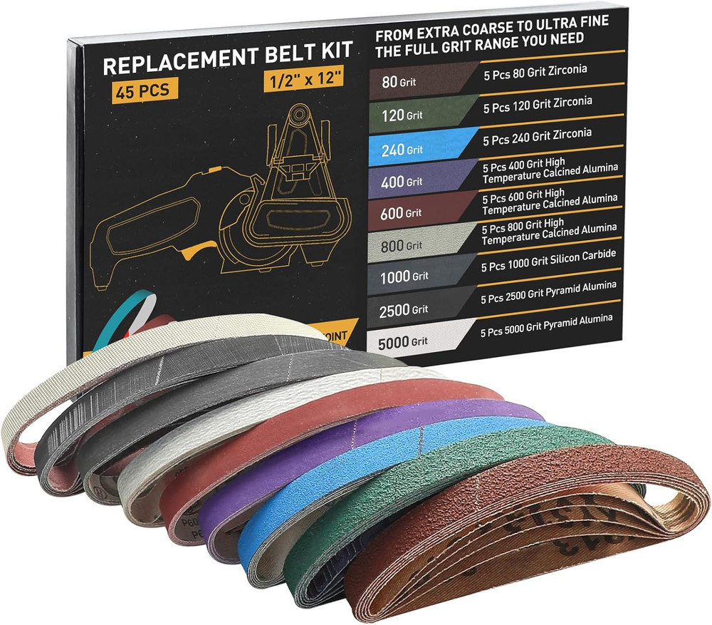 45 Pcs 1/2" X 12" Replacement Sharpening Belt Kit for Official Work Sharp Knife
