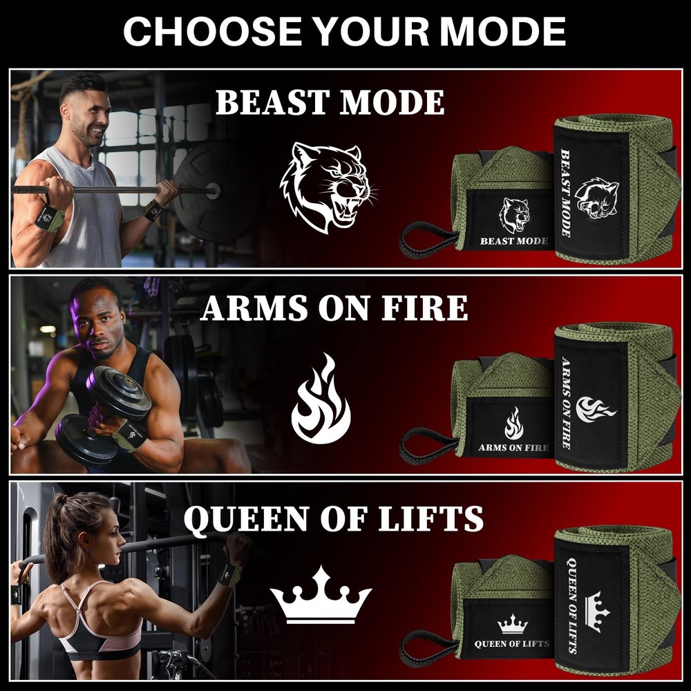 HeavyDuty Weightlifting Wrist Wraps with Thumb Loop for Powerlifting & Training