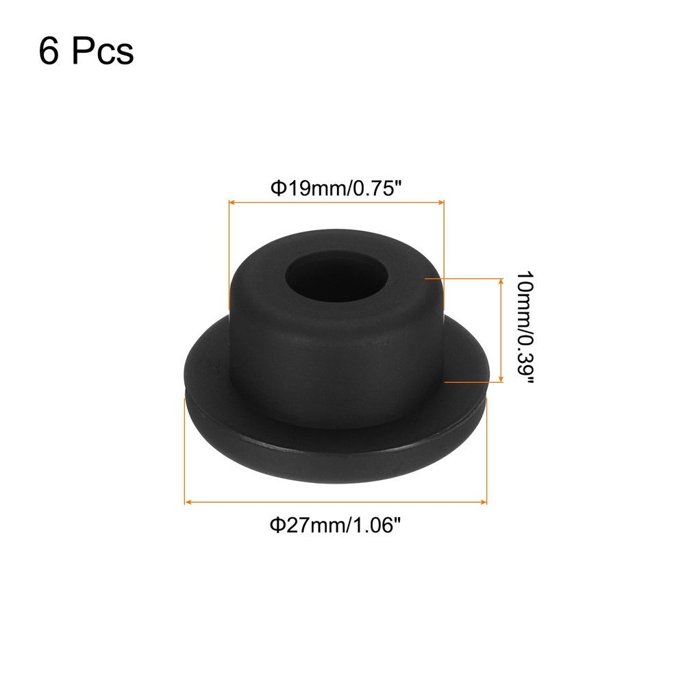 6Pcs High Temp Silicone Plug T Shaped Solid Silicon Stopper Black 27x14x10mm